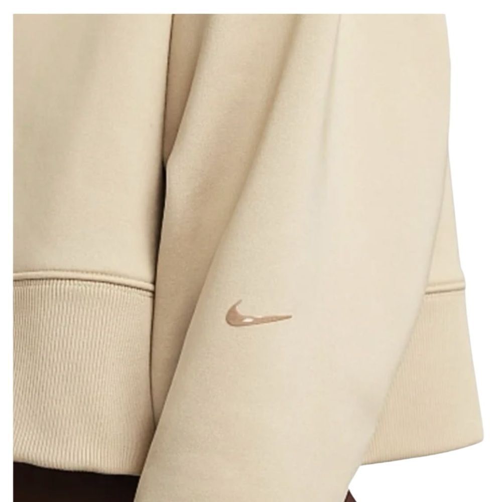 Nike cropped fleece hoodie Oversized beige Size Small - Picture 11 of 16